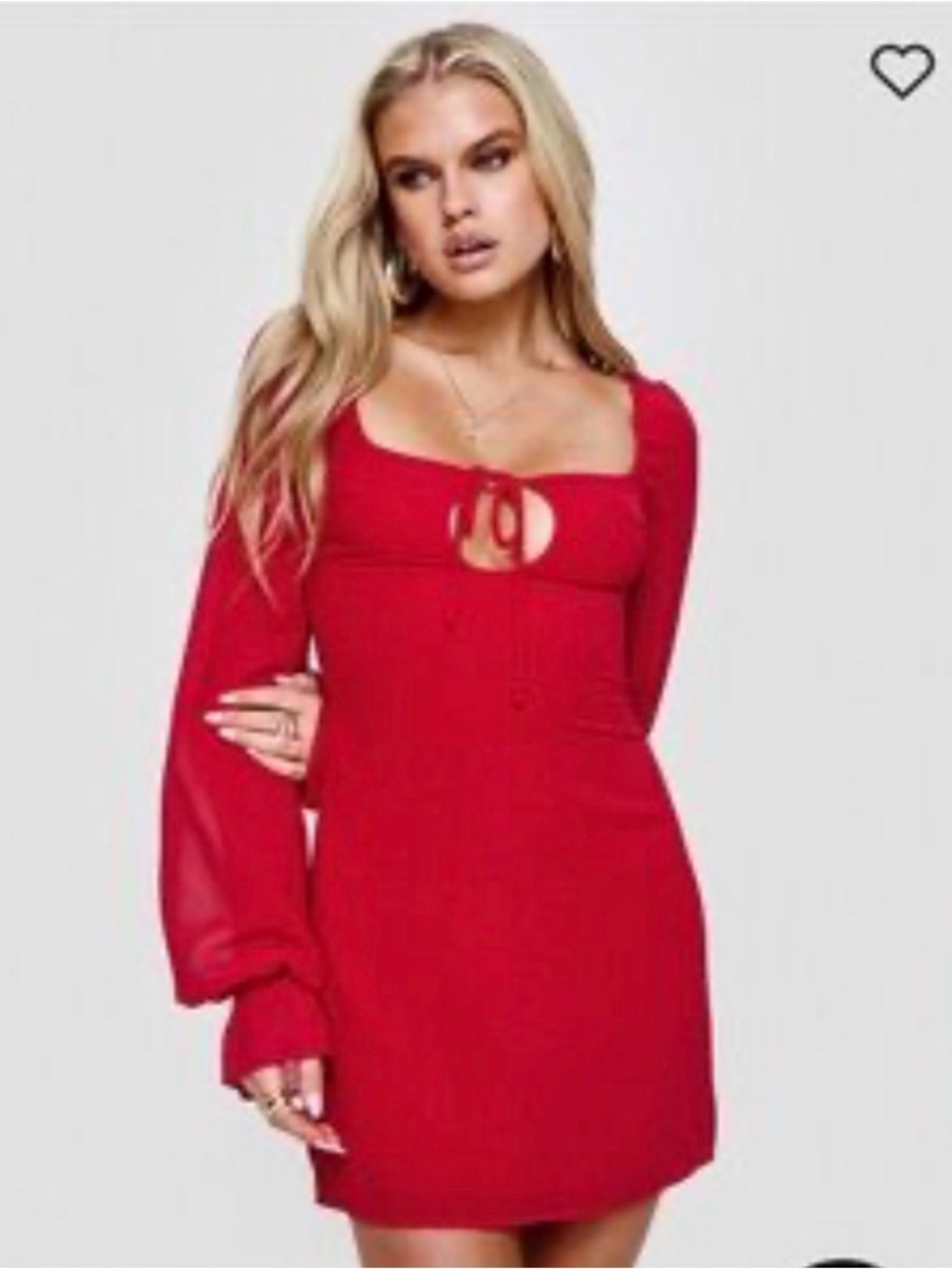 Princess Polly Kenzie Mini Dress Red Long Sleeve Keyhole Size 10
